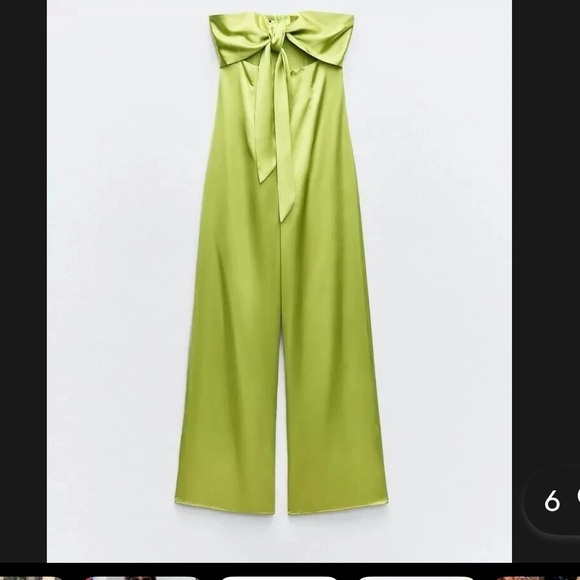 ZARA Pistachio Green Wide-Leg Jumpsuit - Picture 4 of 6
